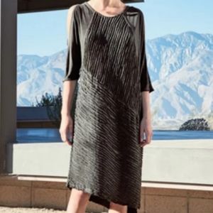 XCVI Gray Asymmetrical Trella Cold Shoulder Ribbed Knit Lagenlook Dress Size L